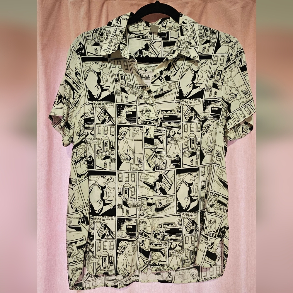 Twik Black and White Comic Print Men's Shirt